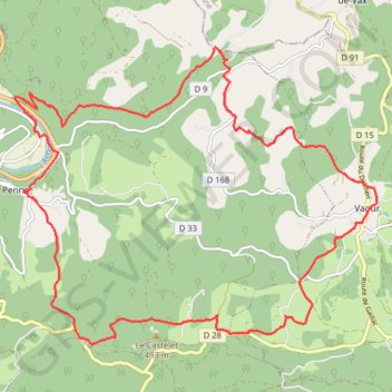 Trace GPS Penne-Vaour-Saint Pantaléon, itinéraire, parcours