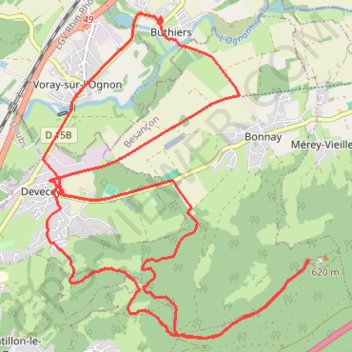 Trace GPS Fort de la dame blanche par Devecey, itinéraire, parcours