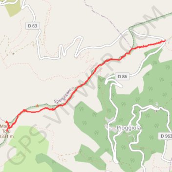 Trace GPS Monte Tolu Corse, itinéraire, parcours
