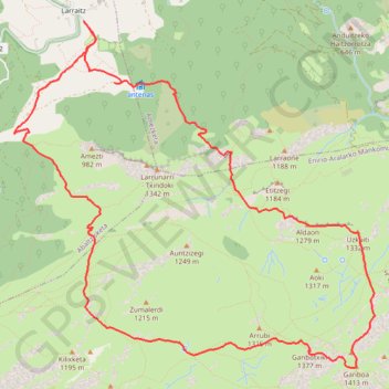 Trace GPS Ganbotxiki et Ganboa en circuit depuis Larraitz, itinéraire, parcours
