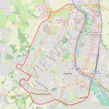 Trace GPS Coulée verte Auxerre, itinéraire, parcours