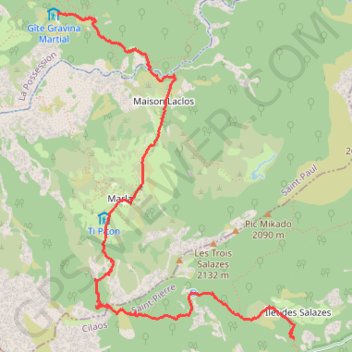 Trace GPS Ile de la Réunion - De Mafate à Cilaos, itinéraire, parcours