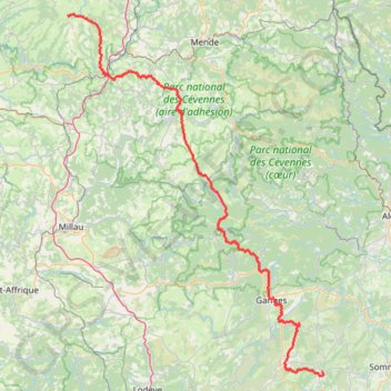 Trace GPS GR60 Du Signal de Mailhebiau (Lozère-Aveyron) à St Mathieu-de-Tréviers (Hérault), itinéraire, parcours