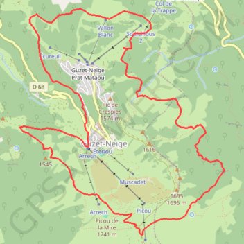 Trace GPS Le belvédère de Guzet par le Col d'Escots, itinéraire, parcours