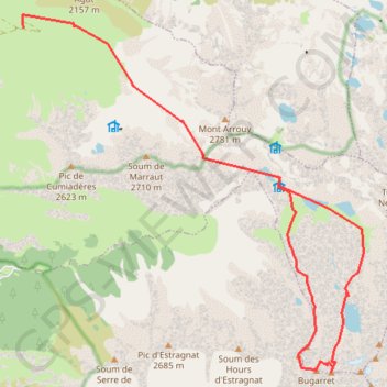 Trace GPS Crabounouse, Bugarret, Dent d'Estibère Male depuis cabane de Rabiet, itinéraire, parcours