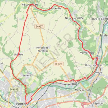 Trace GPS Boucle cyclable d'Auvers sur Oise, itinéraire, parcours