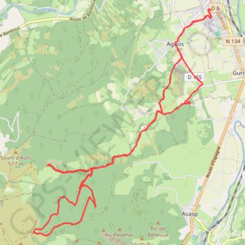 Trace GPS Bois de Bugangue à Agnos, itinéraire, parcours