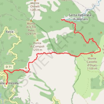 Trace GPS Penti - Valle d'alesani, itinéraire, parcours