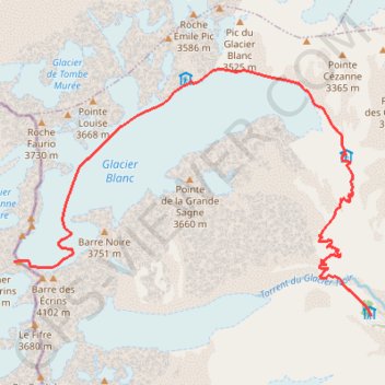 Trace GPS Dôme de Neige des Écrins, itinéraire, parcours