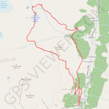 Trace GPS Cabane des Aiguilles Rouges Lac Bleu, itinéraire, parcours
