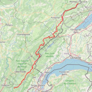 Trace GPS La GTJ intégrale à ski (Grande Traversée du Jura), itinéraire, parcours