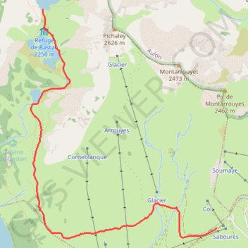 Trace GPS Lacs de Bastan depuis le col de Portet, itinéraire, parcours