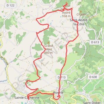 Trace GPS Le Signal de Saint-André depuis Sainte-Catherine et retour par Riverie, itinéraire, parcours