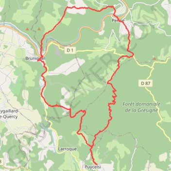 Trace GPS Les bastides - Puycelsi, itinéraire, parcours