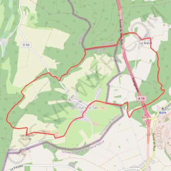 Trace GPS Circuit de Villars le Sec, itinéraire, parcours