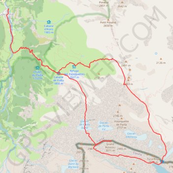 Trace GPS Astazou - couloir Swan, itinéraire, parcours