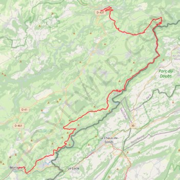 Trace GPS Grandes Traversées du Jura - Gorges du Doubs, itinéraire, parcours