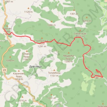Trace GPS murternica trek, itinéraire, parcours