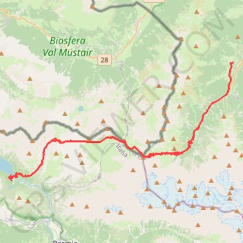 Trace GPS Via-Alpina R70-R71 - Stelvio - Passo Stelvio - Rifugio Monte Scale, itinéraire, parcours