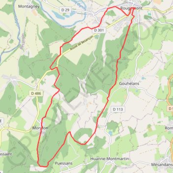 Trace GPS La Croix de Rognon - Doubs, itinéraire, parcours