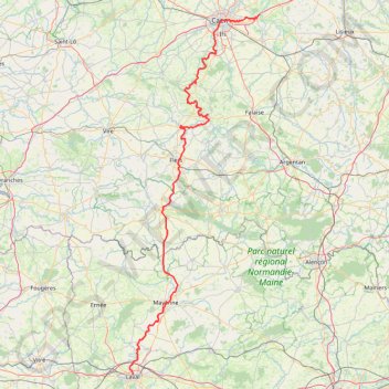 Trace GPS Caen - Laval, itinéraire, parcours