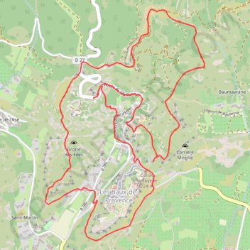 Trace GPS Les Baux - Val d'Enfer, itinéraire, parcours