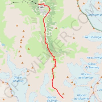 Trace GPS Zinal - Cabane du Grand Mountet, itinéraire, parcours
