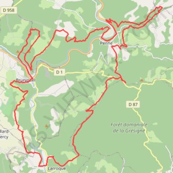 Trace GPS Les gorges de l'Aveyron, itinéraire, parcours