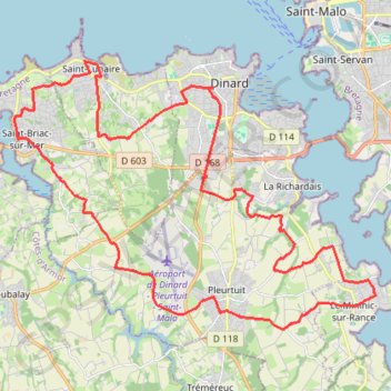 Trace GPS Circuit Émeraude et bord de Rance - Dinard, itinéraire, parcours