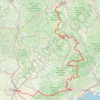 Trace GPS Trace Clermont - Toulouse avec campings, itinéraire, parcours