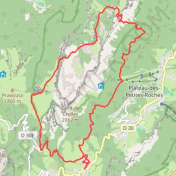 Trace GPS Tour de la Dent de Crolles par le Pas de Rocheplane et Trou du Glaz, itinéraire, parcours