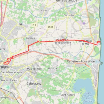 Trace GPS Perpignan Sainte-Marie-la-Mer, itinéraire, parcours