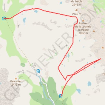Trace GPS Refuge du Ricou - Ref des Drayeres par Cheval Blanc et Grande tempête, itinéraire, parcours