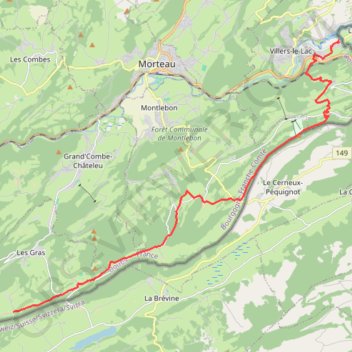 Trace GPS Grande Traversée du Jura (GTJ) - Villers le Lac - Les Seignes, itinéraire, parcours