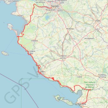 Trace GPS La Rochelle - Nantes à vélo, itinéraire, parcours