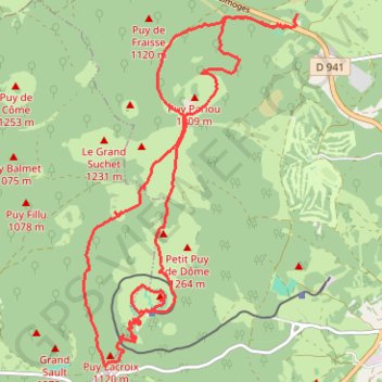 Trace GPS Tour du Puy de Dôme et Puy Pariou, itinéraire, parcours