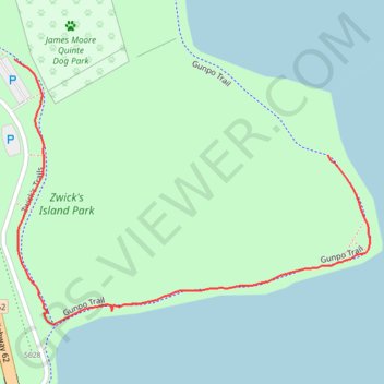 Trace GPS Zwick's Island Park, itinéraire, parcours