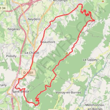 Trace GPS Col de la Croisette et des Pitons - Salève, itinéraire, parcours