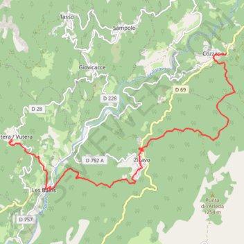 Trace GPS Mare a Mare Centre - de Cozzano à Guitera-les-Bains par Zicavo, itinéraire, parcours