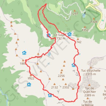 Trace GPS Etang d'Ayes, cabane de Thau, col de la Crouzette, itinéraire, parcours