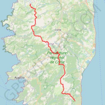 Trace GPS Traversée de la Corse, itinéraire, parcours