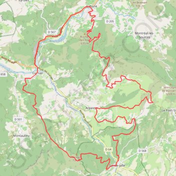Trace GPS Sahune, Sainte-Jalle, Curnier (Drôme), itinéraire, parcours