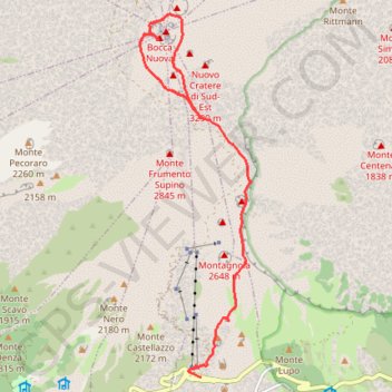 Trace GPS Randonnée sur l'Etna, itinéraire, parcours