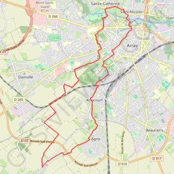 Trace GPS Au fil du Crinchon - Arras, itinéraire, parcours