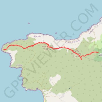 Trace GPS La tour génoise de Capu di Fenu, itinéraire, parcours