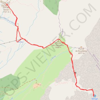 Trace GPS Col des annes - Refuge Gramusset, itinéraire, parcours