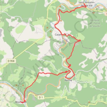 Trace GPS BRUNIQUEL - SAINT ANTONIN, itinéraire, parcours