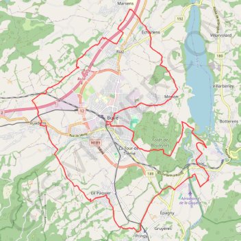 Trace GPS Bulle and its surrounding castles – Shortened alternative, itinéraire, parcours