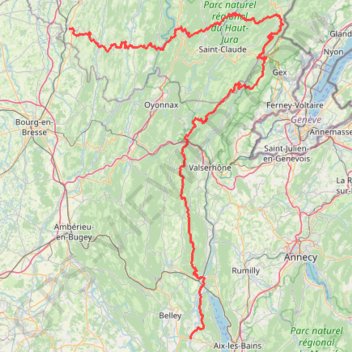 Trace GPS Le GR9 entre Saint Amour (Jura) et Yenne (Savoie), itinéraire, parcours