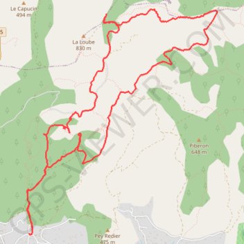 Trace GPS Rando la Loube - La Roquebrussane (83-Var), itinéraire, parcours